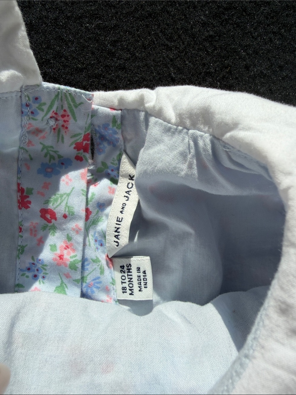 Girls Floral Smocked Dress with Peter Pan Collar - Pink & Blue - Picture 2 of 6